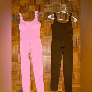 Pink and Brown Sleeveless Jumpsuits